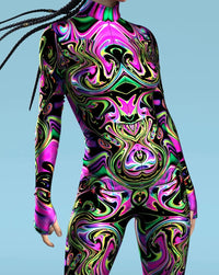 Colorful Rainbow Abstract Geometry 3D Print Women Sexy Skinny Jumpsuit Carnival Holiday Party Cosplay Costumes Fancy Bodysuit Quick Pick Grocers
