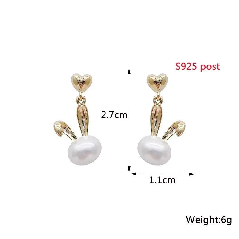 Pure White Women's Dangle Earrings Blooming Flower Acrylic Enamel Butterfly Imitation Pearl Heart Hanging Earrings Elegant brinc Econic Blanks