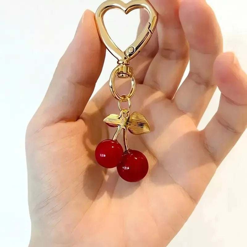 Cherry Blossom Heart-Shaped Bag Charm Durable Lobster Clasp DIY Bag Accessory Perfect Gift for Women Romantic Token of Love Quick Pick Grocers