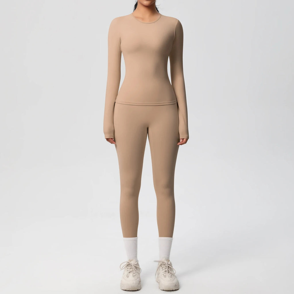 2 PCS Sportswear Yoga Set Gym Clothes Yoga Suits For Women Fitness Set Tracksuits Sports Long Sleeve Crop Top Gym Leggings Quick Pick Grocers