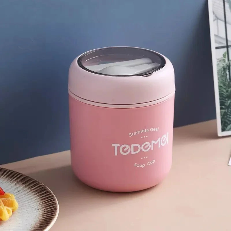 510ml Stainless Steel Lunch Box with Spoon Thermal Food Container Vaccum Cup Insulate Bento Box Thermos Soup Cup For Kids School Quick Pick Grocers