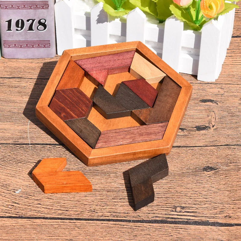 Wooden Geometric Shape Jigsaw Board Puzzles Kids Brain Teaser Non Toxic Wood Toys for Children Educational Quick Pick Grocers