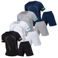 2/4/6 Pcs Plus Size Men's Quick-drying Short-sleeved Shorts Suit Men's Leisure Sports Running Fitness T-shirt Joker Shorts Teen Quick Pick Grocers