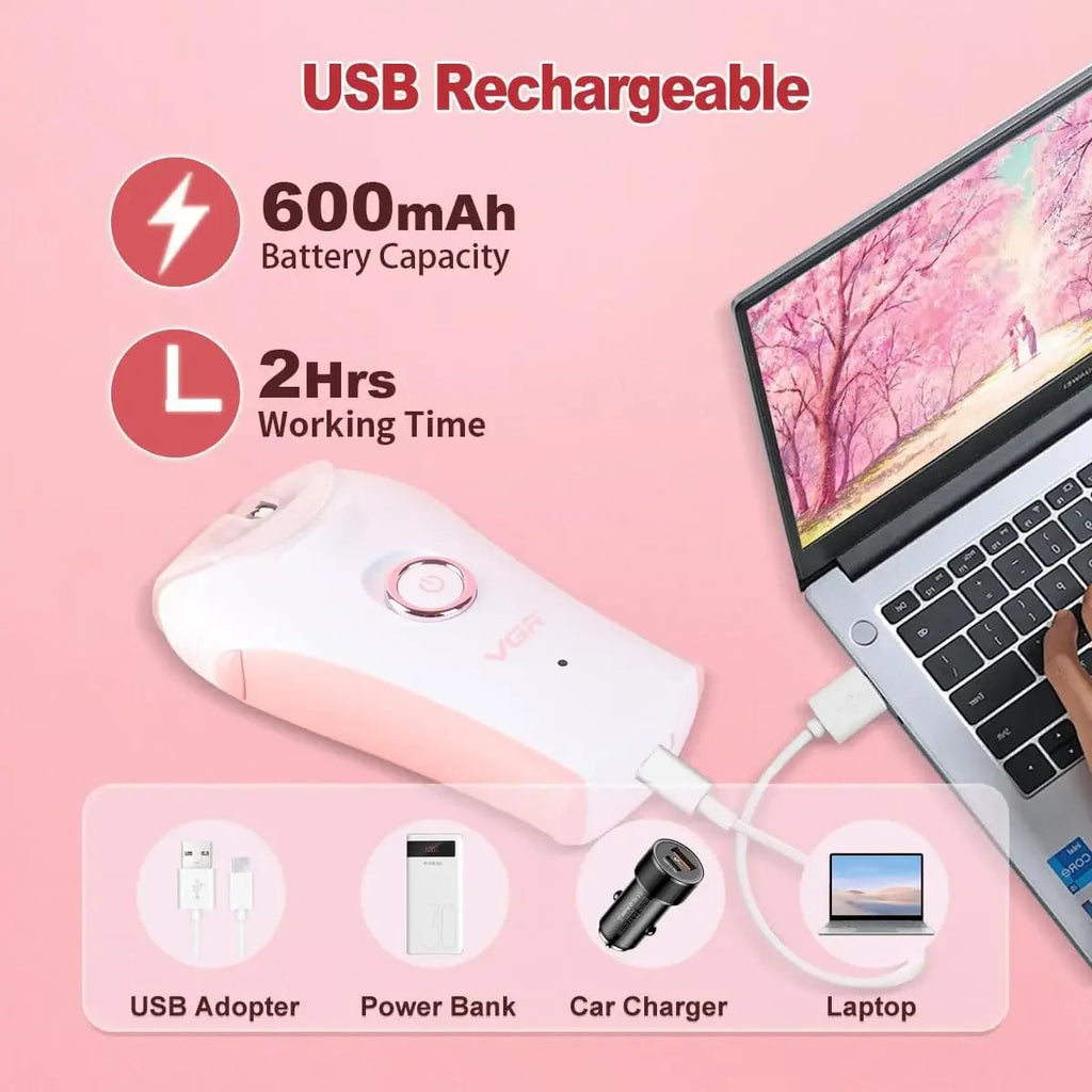 VGR Hair Remover Professional Epilator Electric Leg Body Rechargeable Underarms Portable Two Speeds Epilator for Women V-705 Quick Pick Grocers