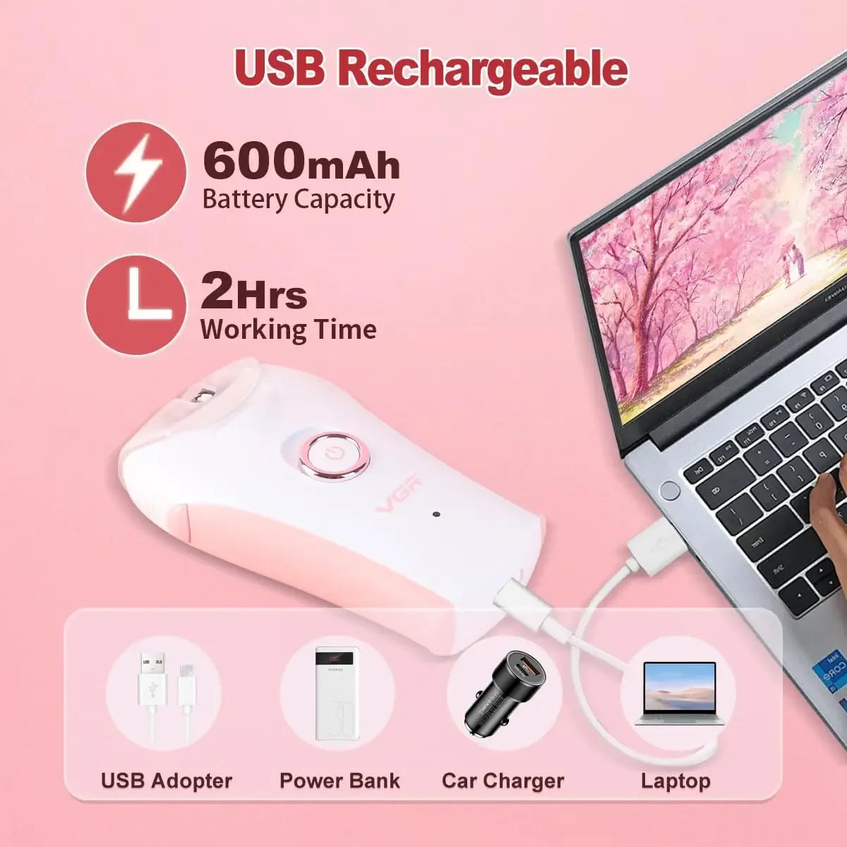 VGR Hair Remover Professional Epilator Electric Leg Body Rechargeable Underarms Portable Two Speeds Epilator for Women V-705 Quick Pick Grocers