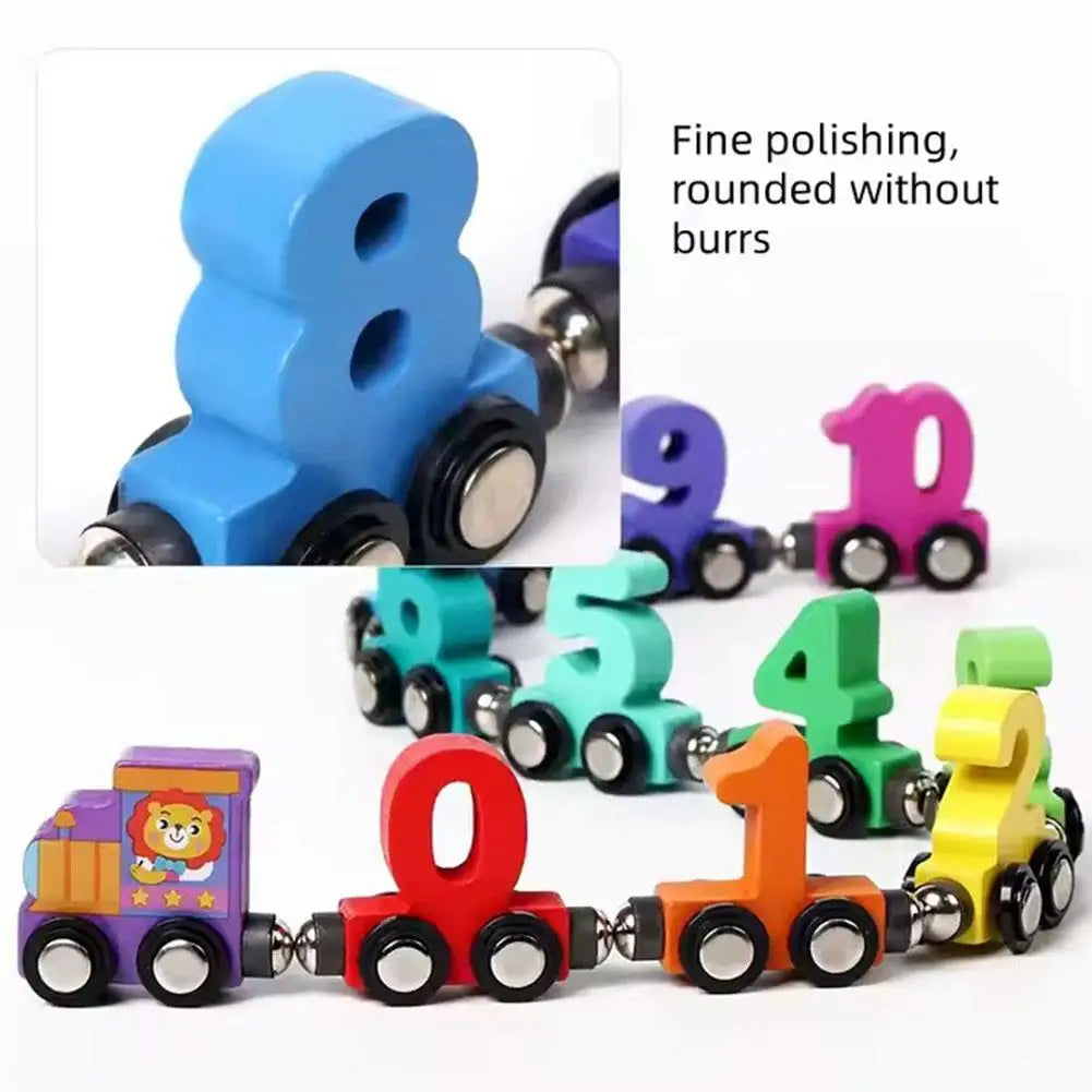 Wooden Number Digital Magnetic Train Toys Colorful Building Blocks Educational Hand-eye Coordination Magnetic Digital Train Quick Pick Grocers