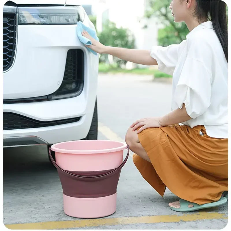 5/10/17L Portable Folding Bucket Multifunctional Thickened Silicone Bucket for Car Washing and Fishing Camping Folding Bucket Quick Pick Grocers