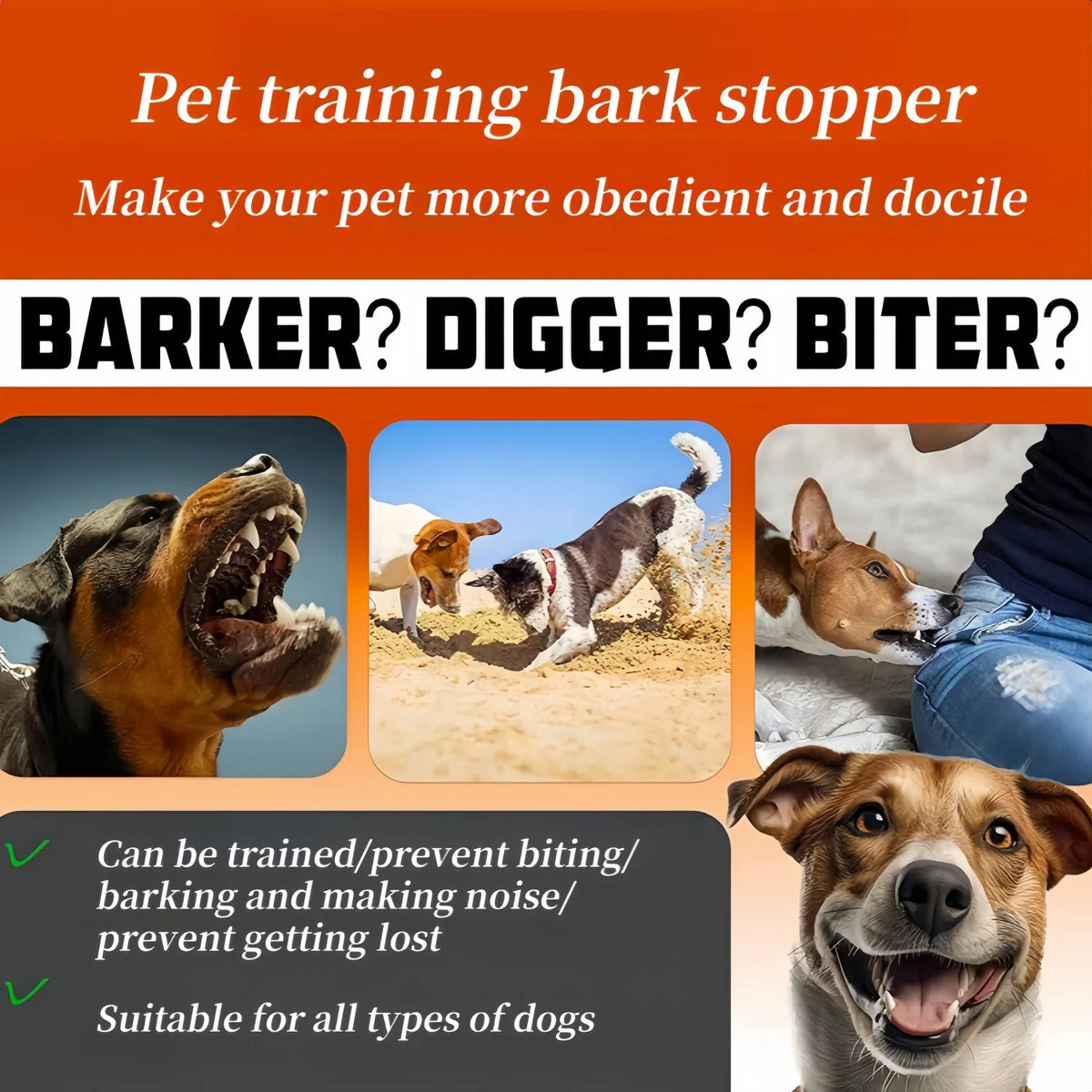 Electric Dog Training Collar Waterproof Dog Bark Collar Pet With Remote Control Rechargeable Anti Barking Device All Size Dogs Econic Blanks