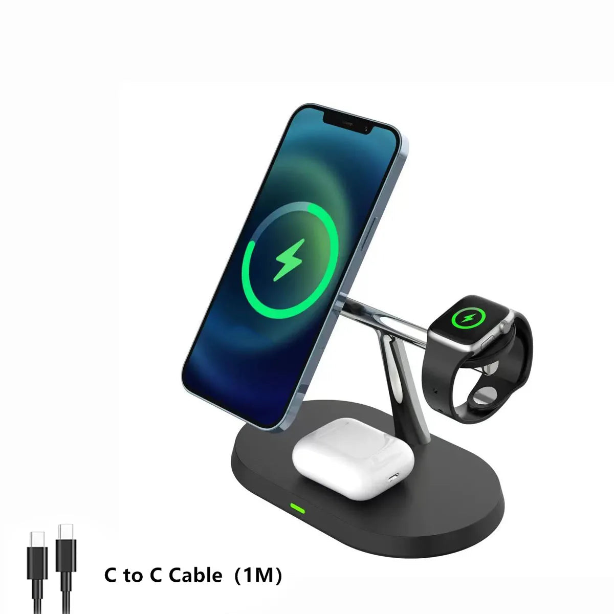 3 in 1 Magnetic Wireless Charger Stand for Magsafe iPhone 16/15/14/13/12 Apple Watch 8/7 & Airpods Pro Fast Charging Station Quick Pick Grocers