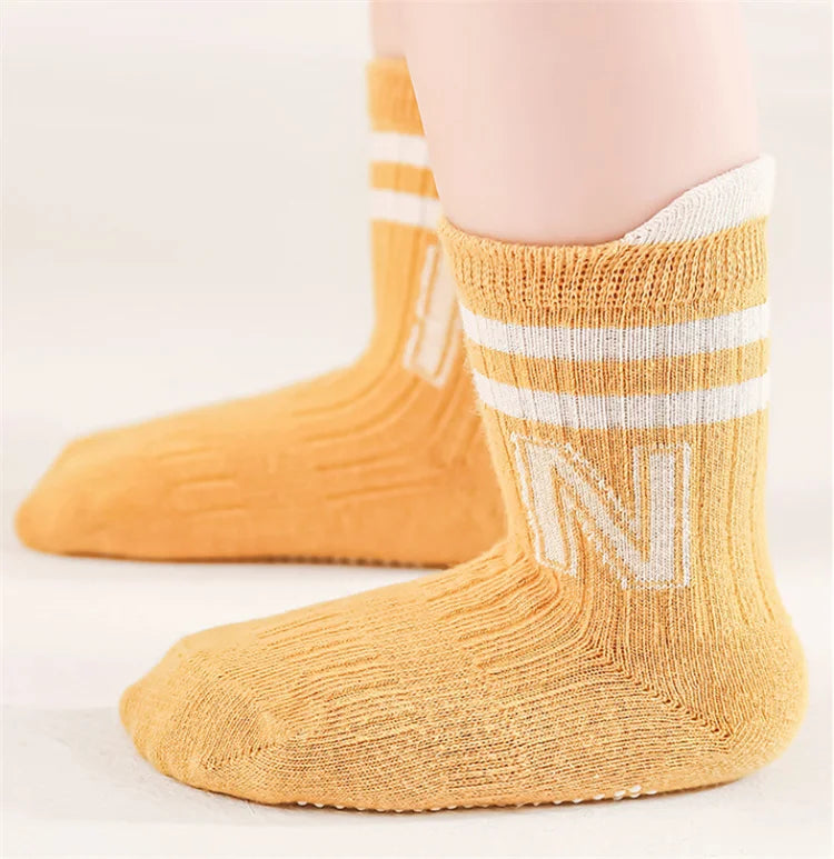 3Pairs/lot Children's Socks For Boys Girls Cotton Letter Kids Socks Casual Sport Girl Boy Toddler Baby Floor Short Sock Non-slip Quick Pick Grocers