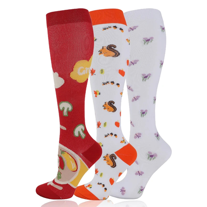 58 Styles 3 Pairs/Pack Compression Socks Knee High 30MmHg  Women Men Sports Socks Edema Diabetes Varicose Veins Running Socks Quick Pick Grocers