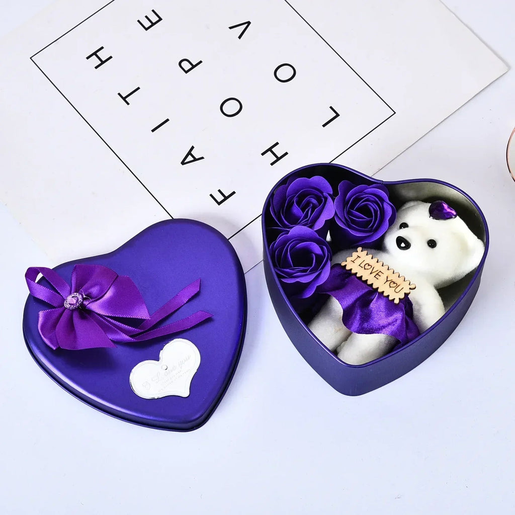 Valentines Day Rose Love Gift Box Bear Soap Romantic Mother Day Gift Wedding Birthday Flower Room Decoration Home Party Supplies Quick Pick Grocers