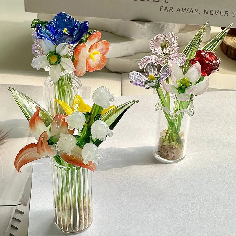 Tulip Glass Ornament Simulated Flower Bouquet Gift Healing Series Girlfriend Life Is One Thousand Times Spring and Bright Quick Pick Grocers