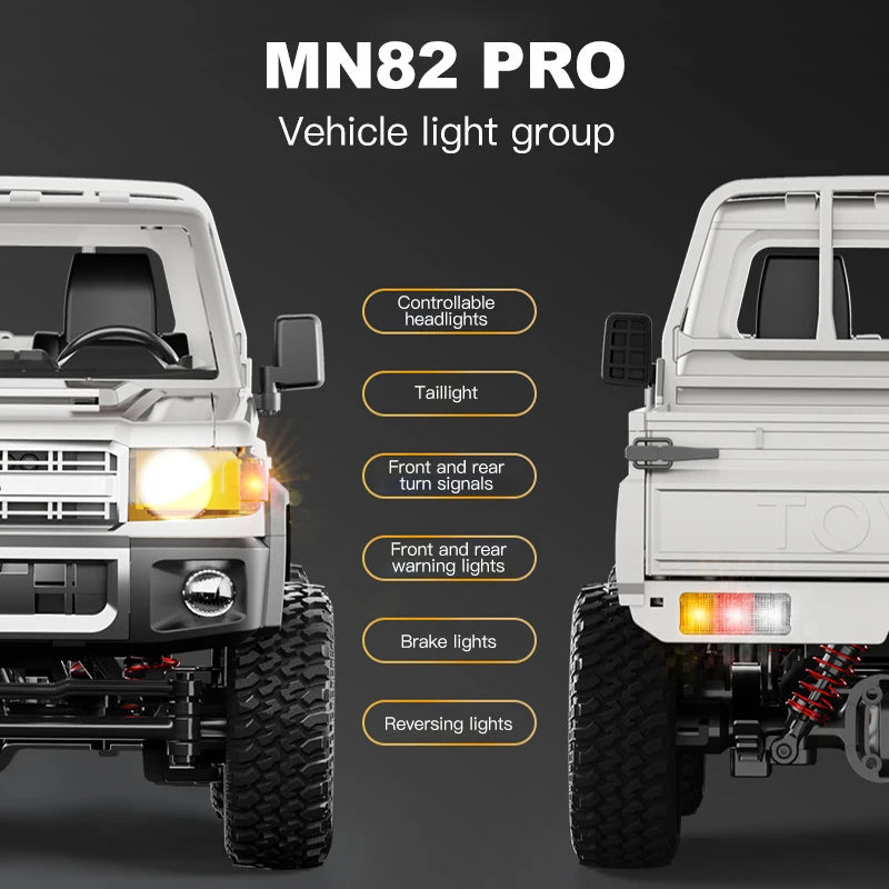 ZWN 1:12 Full Scale RC CAR MN82 Upgraded MN82 PRO Controllable Headlights 2.4G 4WD Off-Road Car Pick Up Truck Toy for Kids Gifts Econic Blanks