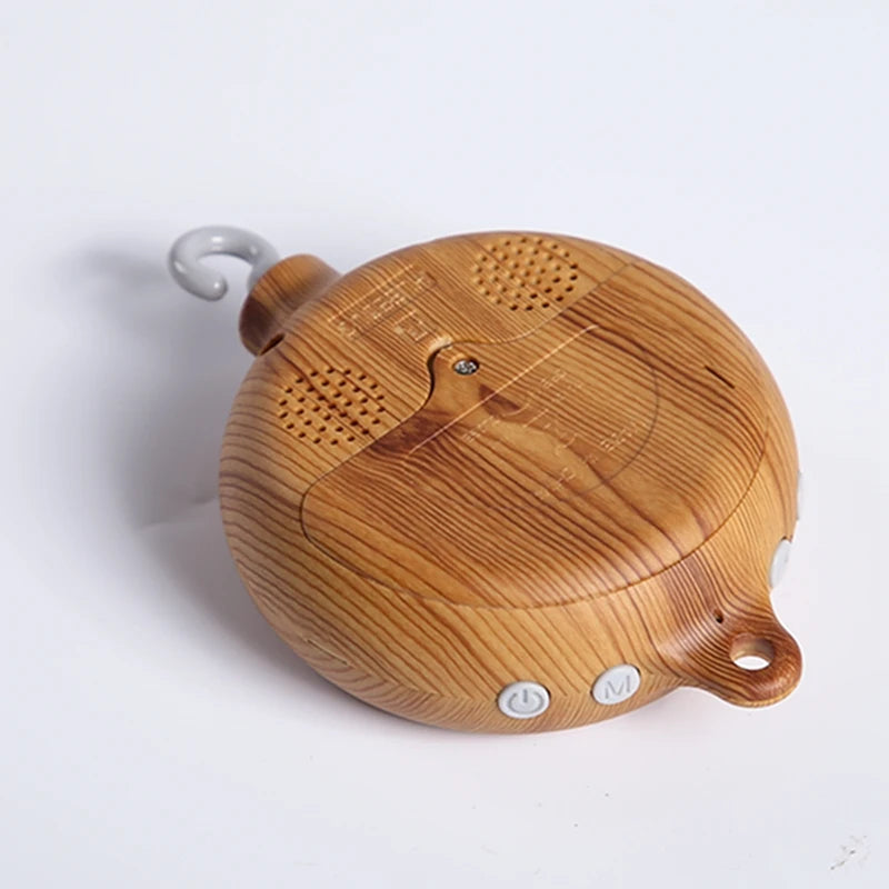 Crib Bell Rotary Music Box with Songs 0 12 Months Baby Bed Hanging Bell Toy Motor Accessory Pendant Toy Nursery Plays Wood Grain Purest Peak
