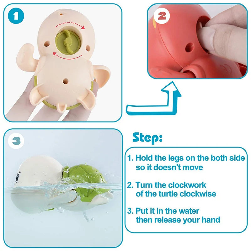 Baby Bath Toys Bathing Cute Swimming Turtle Whale Pool Beach Classic Chain Clockwork Water Toy For Kids Water Playing Toys Econic Blanks