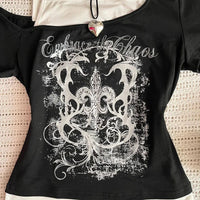 Women's 90s Vintage Punk T-Shirt Summer Streetwear Sexy Short Sleeve Gothic Slim Crop Top Hotgirl Casual Femme Tee Harajuku Y2k Quick Pick Grocers