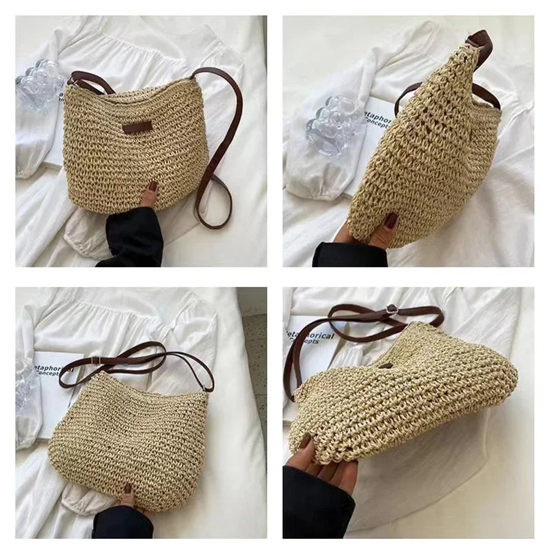 Elegant Light Paper Rope Bag - Bohemian Handmade Style, Hot-Selling Beach/Casual Bag (Crossbody & Shoulder Tote) Quick Pick Grocers