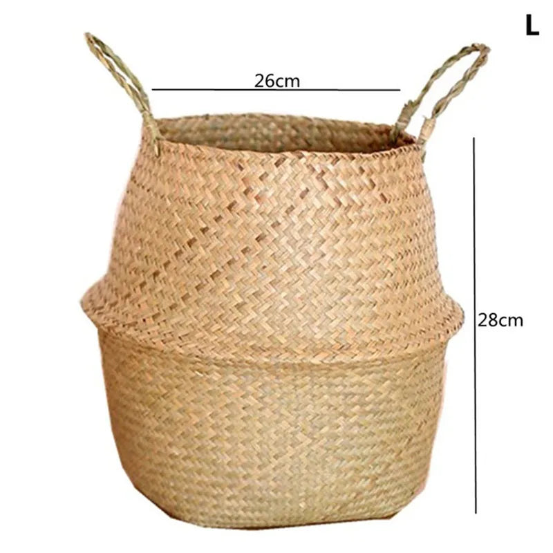 Straw Weaving Flower Plant Pot Basket Grass Planter Basket Indoor Outdoor Flower Pot Cover Plant Containers for Plantable Plants Quick Pick Grocers