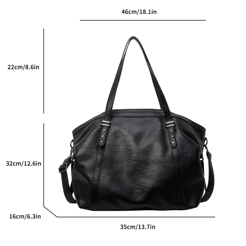 MOODS Large Sized Tote Bags For Women Soft PU Leather Pure Color Large Capacity Shopper Shoulder Crossbody Bag Quality Handbags Quick Pick Grocers
