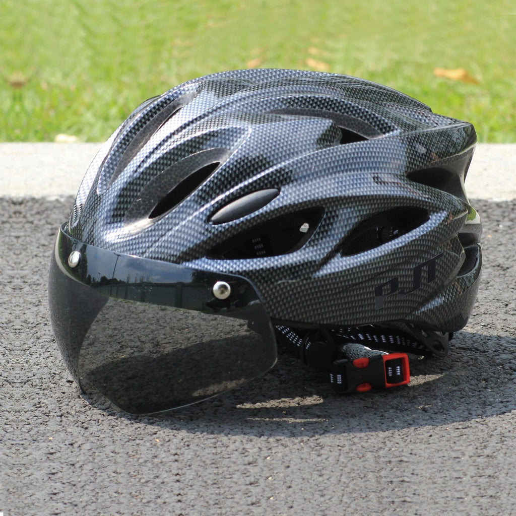 PJT Ultra-Light Magnetic Goggles Bicycle Helmet Lightweight PC Shell & EPS Foam Construction Cycling Helmet MTB Bike Helmet Quick Pick Grocers
