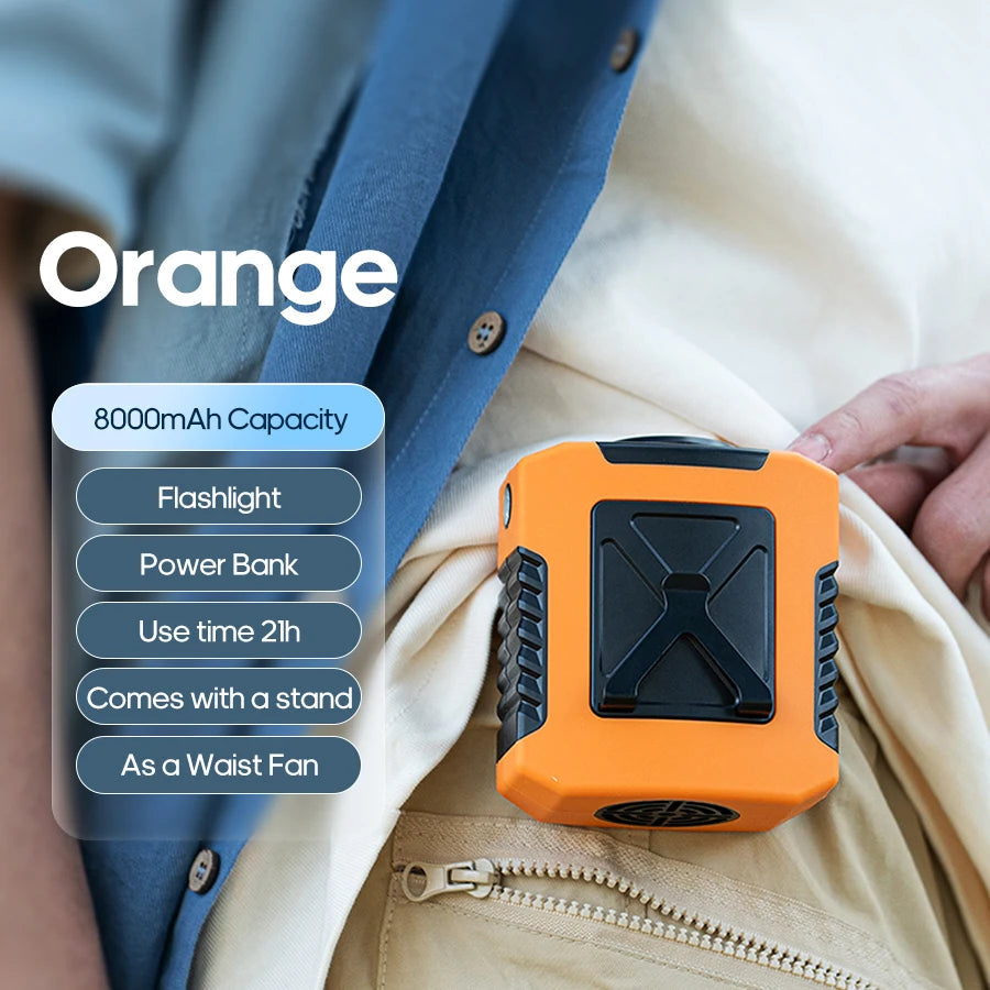 Kinscoter 6000mAh Hanging Neck/Waist Fan USB Mini Portable Rechargeable Fan For Outdoor Camping Hiking Climbing Running Sports Quick Pick Grocers