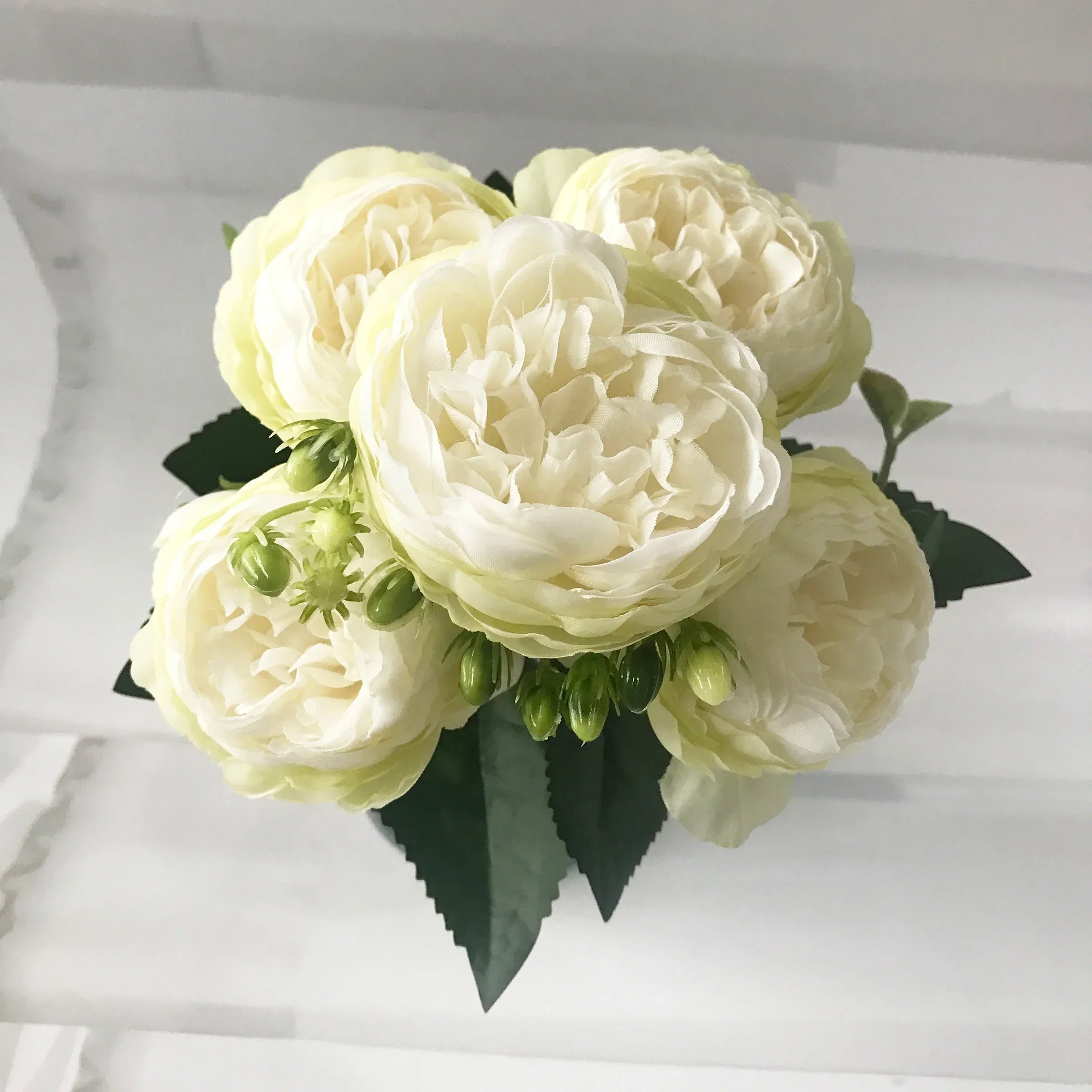 30cm Rose Pink Silk Peony Artificial Flowers Bouquet 5 Big Head and 4 Bud Cheap Fake Flowers for Home Wedding Decoration indoor Quick Pick Grocers