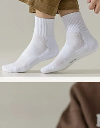 10pairs HLHYX Socks Men's Cotton Deodorant Winter Towel Bottom with Mid-tube White Stockings Thickened Sports Basketball Socks Quick Pick Grocers