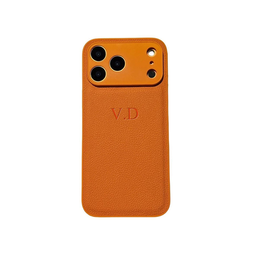 Custom Name Phone Case For iPhone 17 16 15 14 13 Pro Max Plus Air 3D Hot Stamping Faux Leather Cover Couple Gift Quick Pick Grocers