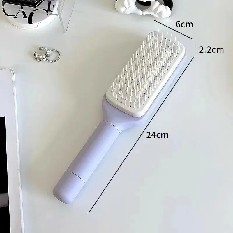 Automatic Cleaning Rotating Lifting Comb Self Cleaning Hairbrush Rotating Retractable Anti Static Massage Comb Scalp Hair Comb Quick Pick Grocers