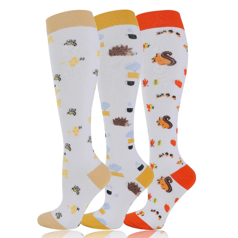 58 Styles 3 Pairs/Pack Compression Socks Knee High 30MmHg  Women Men Sports Socks Edema Diabetes Varicose Veins Running Socks Quick Pick Grocers