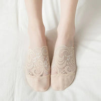 New Women Socks Slippers Non-slip Breathable Cute Lace Invisible Socks Sexy Non-slip Cool Thin Socks Fashion Black Boat Socks Quick Pick Grocers