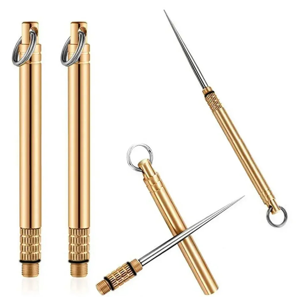 Titanium & Brass Toothpick, Portable Toothpick Bottle with Fruit Fork, Multifunctional Camping Tool, Stronger Than Dental Floss Econic Blanks
