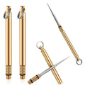 Titanium & Brass Toothpick, Portable Toothpick Bottle with Fruit Fork, Multifunctional Camping Tool, Stronger Than Dental Floss Econic Blanks
