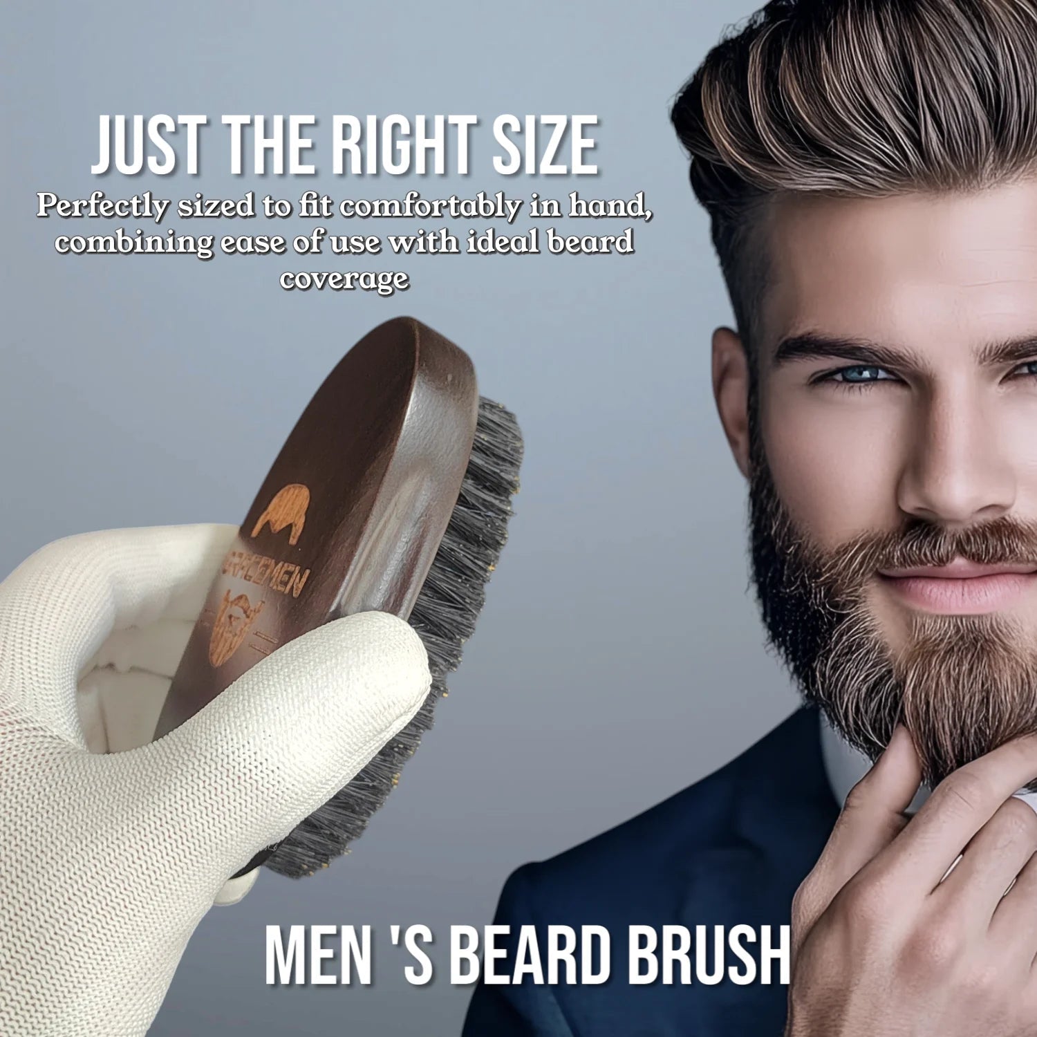 Gracemen Premium Boar Bristle Beard Brush Oval Wooden Handle Quick Pick Grocers