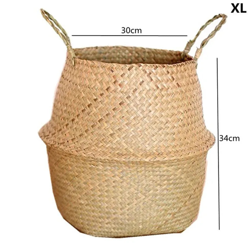 Straw Weaving Flower Plant Pot Basket Grass Planter Basket Indoor Outdoor Flower Pot Cover Plant Containers for Plantable Plants Quick Pick Grocers