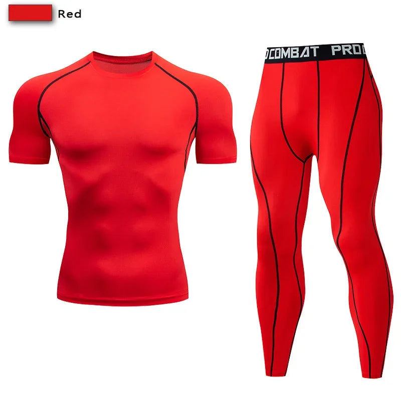 2pcs Men's Compression Sportswear Suit Elastic Training Yoga Sets Workout Jogging Fitness Clothing Tracksuit Pants Sporting Quick Pick Grocers