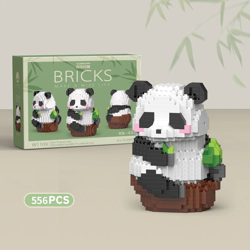 Creative DIY Assemable Animal Cute MINI Chinese Style Animal Panda Building Block Educational Boy Toys For Children Model Bricks Purest Peak Salt