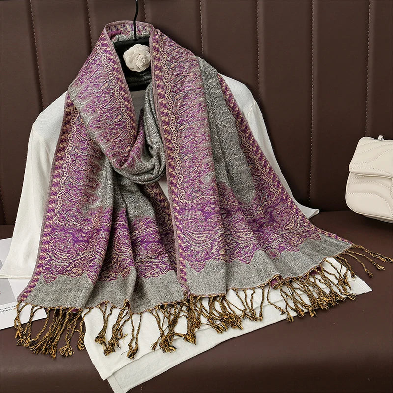 Luxury Brand Autumn Cashmere Pashmina Shawl Lady Wrap Warm Winter Scarves Design Print Female Foulard Cotton Stoles Scarf 2023 Quick Pick Grocers
