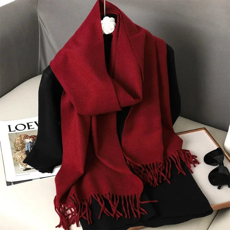 62Color Solid Women Winter Scarf Warm Thicken Cashmere Shawl Outdoor Fashion Luxury Tassels Pashmina Lady Wrap Windproof Scarves Econic Blanks