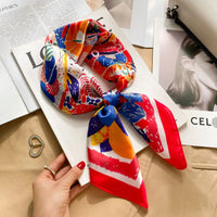 2025 New Fashion 70X70cmPrinted Women's Scarf Pashmina Silk Scarf Square Shawl Decorative Headband Neck Luxury Design Bandana Quick Pick Grocers