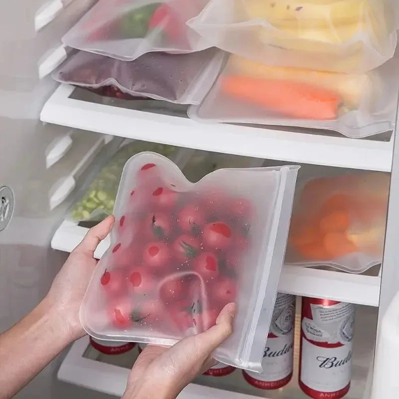 Silicone Food Storage Containers Reusable Food Storage Bags Lunch Bags Stand Up Zip Shut Bag Cup Fresh Food Leakproof Containers Econic Blanks