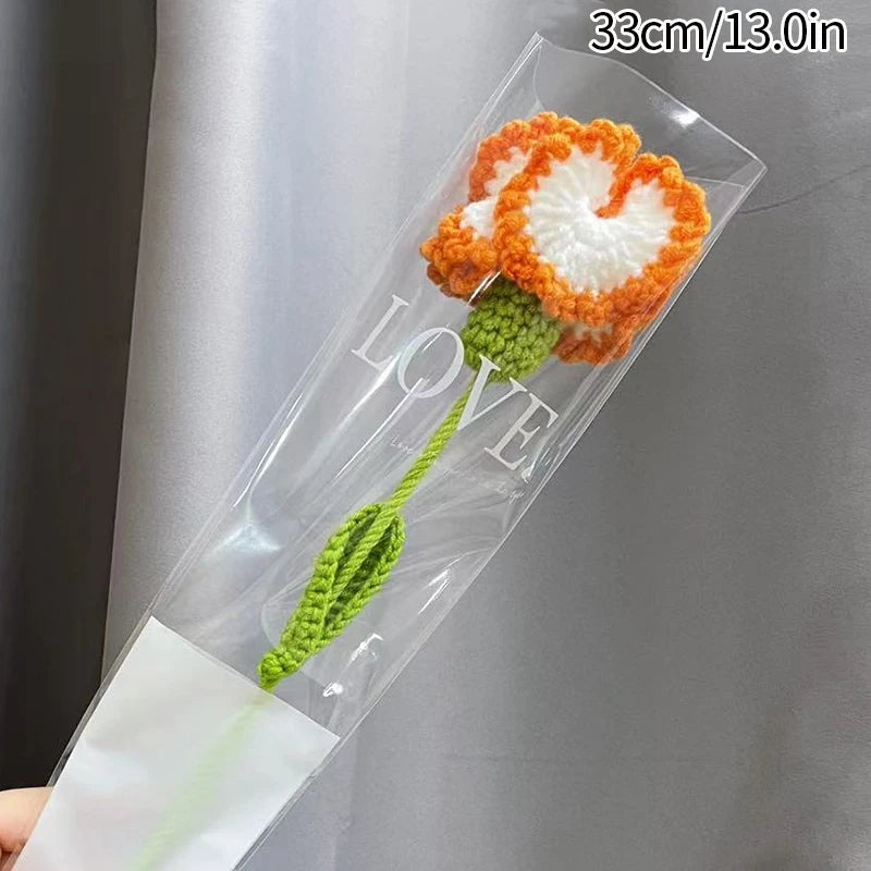 1pc Tulip Crochet Flowers Artificial Woven Flowers Handmade Tulipanes Wedding Gift for Guest Home Decoration Mother's Day Gift Quick Pick Grocers