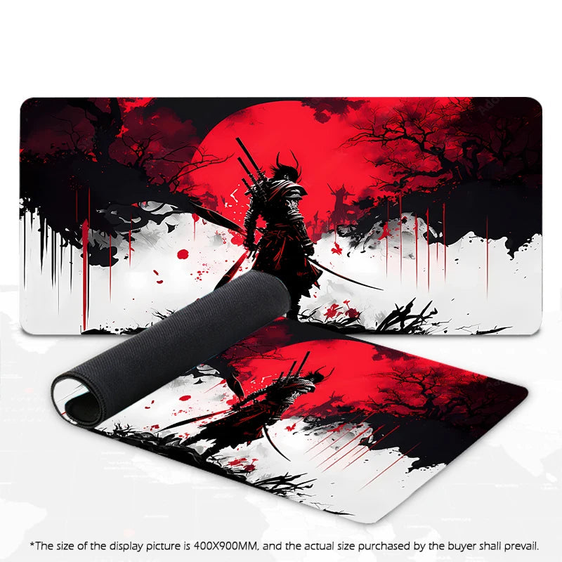 Samurai Warrior Mouse Pad Gamer Computer Accessories Keyboard Table Mat Black Mousepad Company Gaming Laptop Desk Accessory Pc Quick Pick Grocers