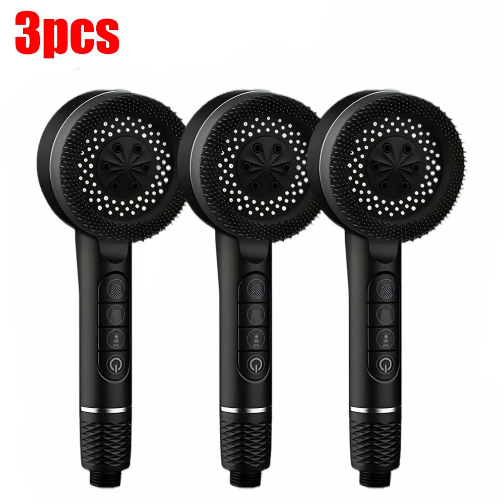 4 Modes Self-cleaning Shower Head with Silicone Brush One-Key Stop Water Massage High Pressure ABS Showerhead with Filter Quick Pick Grocers