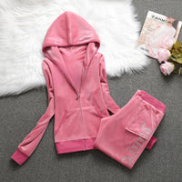 Winter Velvet Tracksuit for Women: Heavy Duty Fleece Lined Hoodie and Pants Set | Solid Color Warm Jogger Outfit Quick Pick Grocers