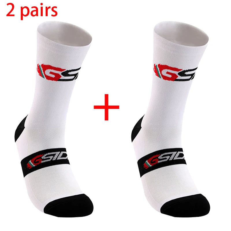2pairs 2023 New Cycling Socks Bike Nurse Compression Road Bike Running Mtb Knee-high White Sports Funny Brand Black Quick Pick Grocers