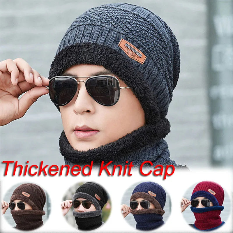 Winter Fleece Scarf Hats Thicken Plush Warm Beanies Wool Knit Caps Men Women Outdoor Cycling Ski Cold Protection Neck Mask Hat Quick Pick Grocers