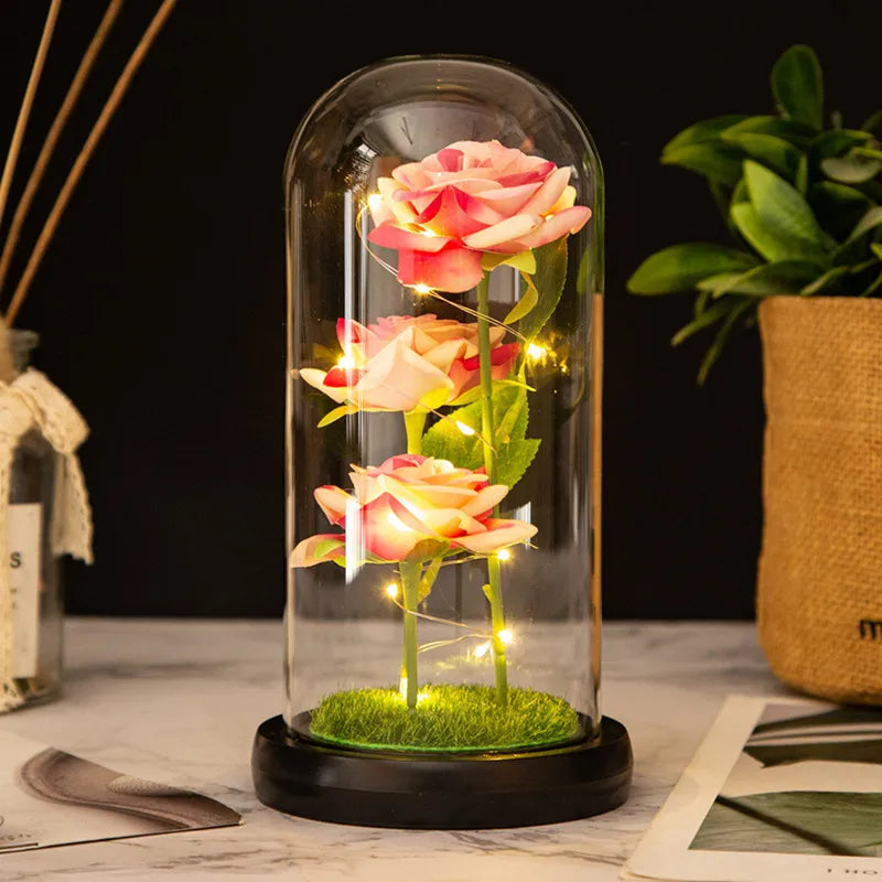 LED Galaxy Three Rose Artificial Flowers, Wedding Decoration, Creative Valentine'S Day and Mother'S Day Gift without Battery 1Pc Quick Pick Grocers