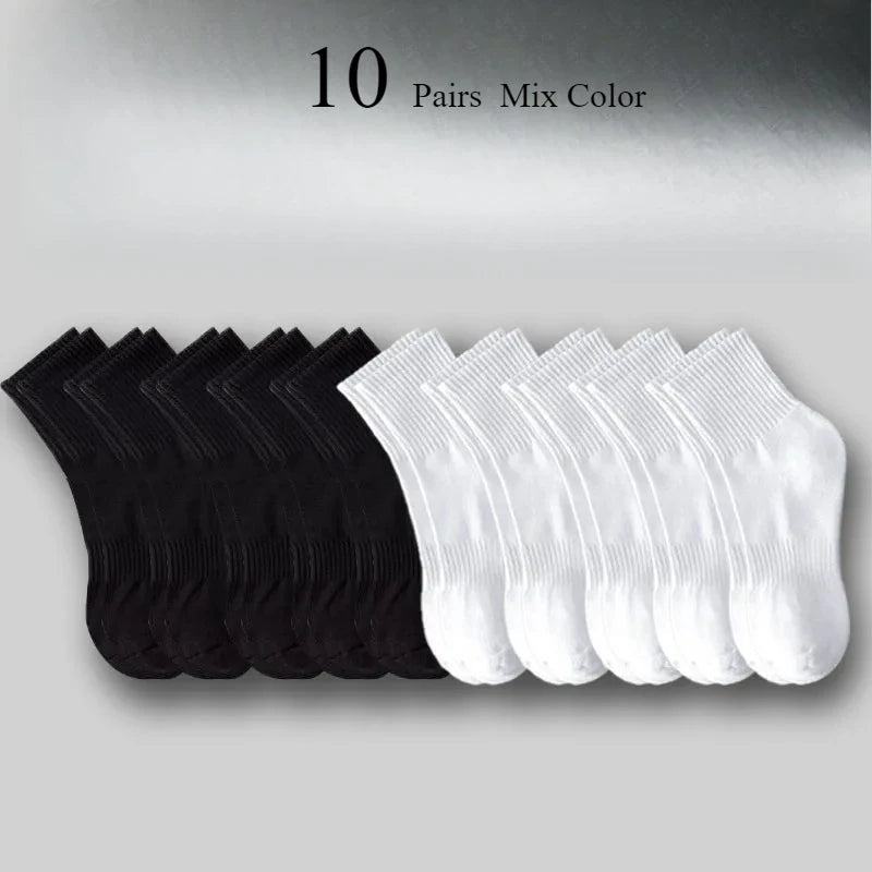 10/20 Pairs Neutral Solid Color Round Neck Socks Spring Summer Sweat Absorbing Breathable Soft Comfortable Couple Sports Socks Quick Pick Grocers